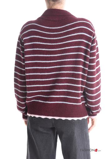 Cardigan in Misto Lana maniche lunghe con colletto Fantasia righe con bottoni - ph 2