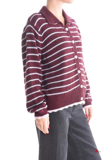 Cardigan in Misto Lana maniche lunghe con colletto Fantasia righe con bottoni - ph 3