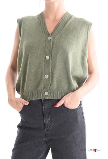 sleeveless Cardigan with buttons with v-neck