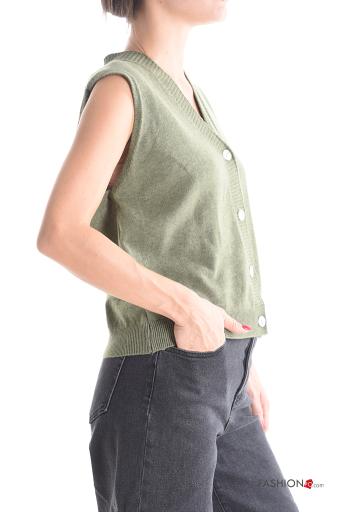 sleeveless Cardigan with buttons with v-neck - ph 3