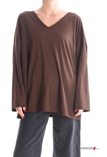 Maglietta a manica lunga oversize scollo a V