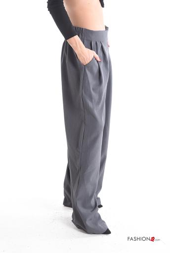Pantalone wide leg con tasche con bottoni con zip - ph 3