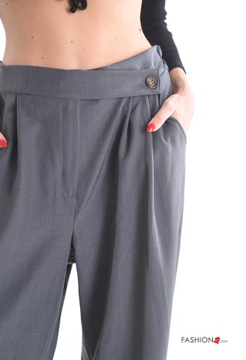 Pantalone wide leg con tasche con bottoni con zip - ph 4