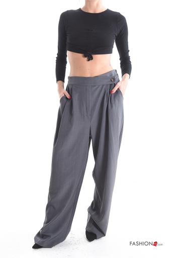 Pantalone wide leg con tasche con bottoni con zip - ph 5