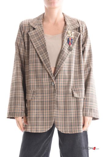 Blazer manga comprida Padrão Tartan com botões com forro - ph 1