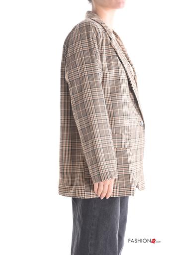 Blazer manga comprida Padrão Tartan com botões com forro - ph 3