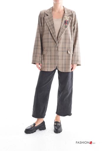 Blazer manga comprida Padrão Tartan com botões com forro - ph 5