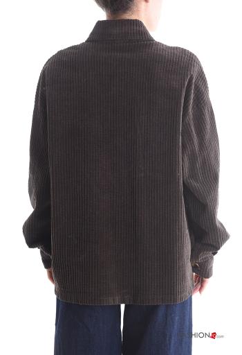 Blusão em Algodão com gola manga comprida em jersey canelado de veludo com botões com bolsos - ph 2