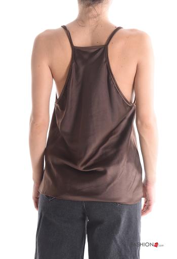 Top senza maniche regolabile pizzo raso Fantasia ricamata - ph 2