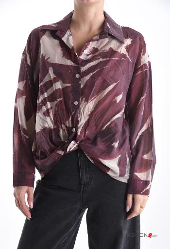 Abstract print long sleeve with collar Shirt with buttons - ph 1