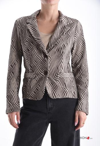 Animal print long sleeve Cotton Jacket with buttons - ph 1