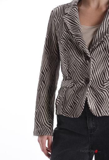 Animal print long sleeve Cotton Jacket with buttons - ph 4