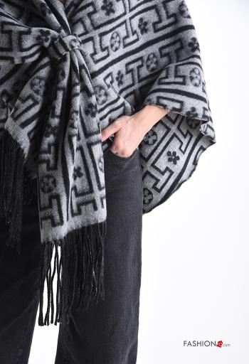 Poncho with fringe with knot - ph 4