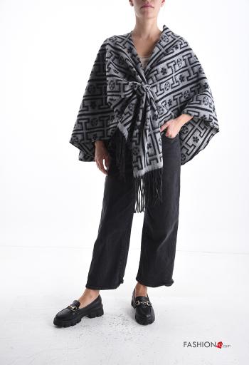 Poncho with fringe with knot - ph 5