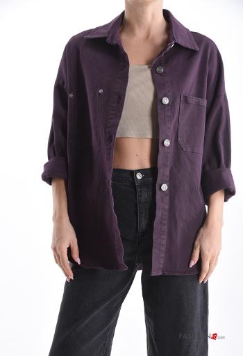 long sleeve with collar Cotton Shirt with buttons with pockets