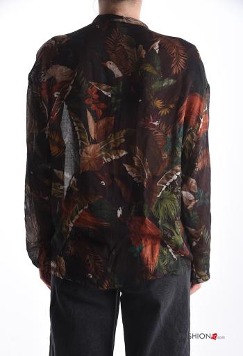 Chemise en Mélange de Laine manches longues Imprimé mixte à boutons - ph 2