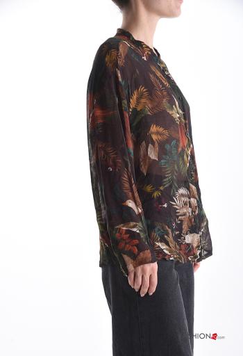 Chemise en Mélange de Laine manches longues Imprimé mixte à boutons - ph 3