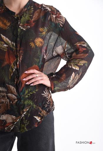 Chemise en Mélange de Laine manches longues Imprimé mixte à boutons - ph 4