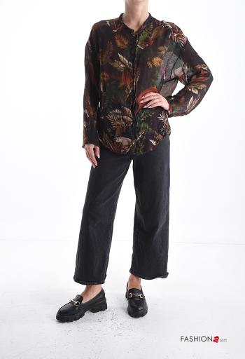 Chemise en Mélange de Laine manches longues Imprimé mixte à boutons - ph 5