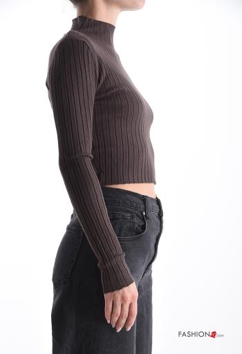 Maglione maniche lunghe costine corto a collo alto - ph 3