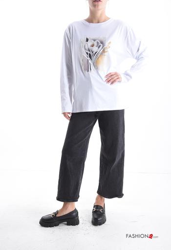 Maglietta a manica lunga in Cotone girocollo Fantasia stampata - ph 5