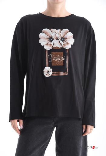 Maglietta a manica lunga in Cotone girocollo Fantasia stampata - ph 1