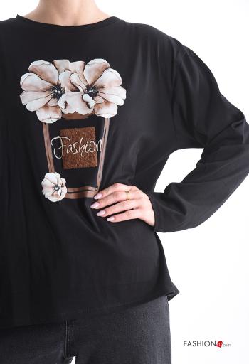 Maglietta a manica lunga in Cotone girocollo Fantasia stampata - ph 4