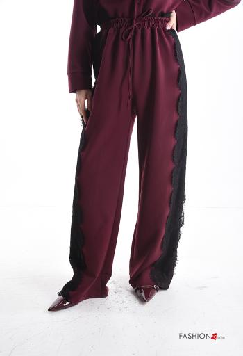 Pantalones encaje wide leg con elástico