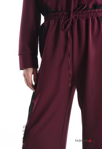 Pantalon détail dentelle wide leg avec élastique - ph 4