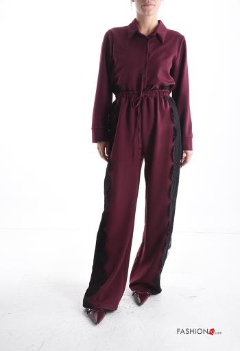 Pantalon détail dentelle wide leg avec élastique - ph 5