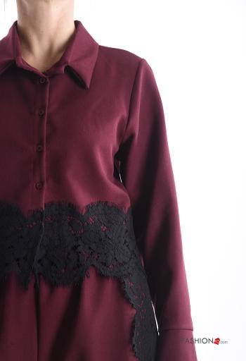 Spitze- mit kragen kurz lange ärmel Hemd mit Knöpfen - ph 4