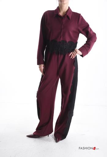 Spitze- mit kragen kurz lange ärmel Hemd mit Knöpfen - ph 5