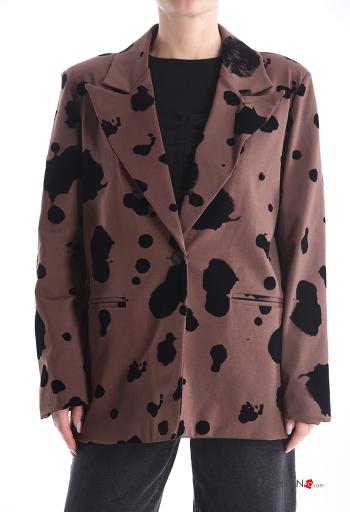 Blazer manga comprida Padrão animal com botões com forro - ph 1