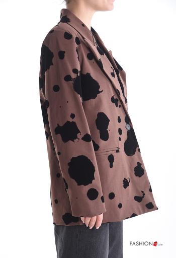 Blazer manga comprida Padrão animal com botões com forro - ph 3