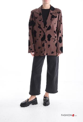 Blazer manga comprida Padrão animal com botões com forro - ph 5