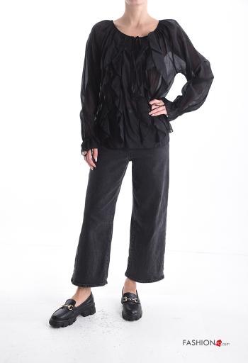 Blouse manches longues col rond à volants - ph 5