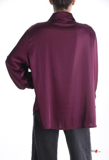 Chemise manches longues satin à collet à boutons - ph 2