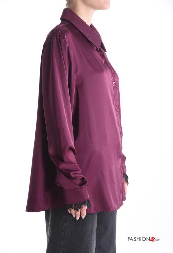 Chemise manches longues satin à collet à boutons - ph 3