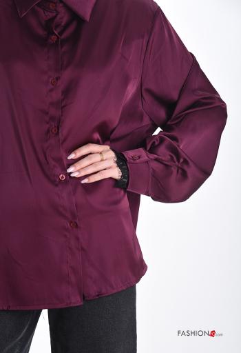 Chemise manches longues satin à collet à boutons - ph 4