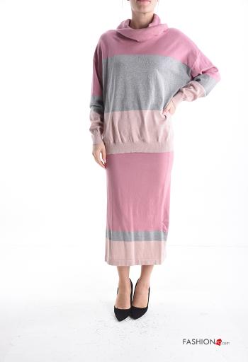 Conjunto manga larga a rayas de cuello alto con elástico - ph 1