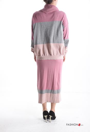 Conjunto manga larga a rayas de cuello alto con elástico - ph 2