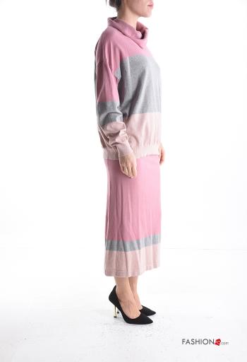 Conjunto manga larga a rayas de cuello alto con elástico - ph 3