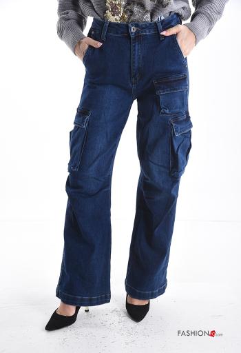 Vaqueros de Algodón tela vaquera con bolsillos con cremallera con botones