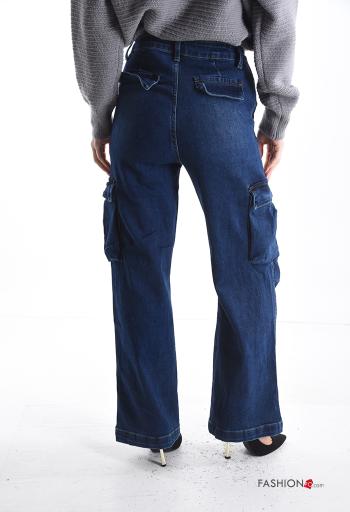 Vaqueros de Algodón tela vaquera con bolsillos con cremallera con botones - ph 2