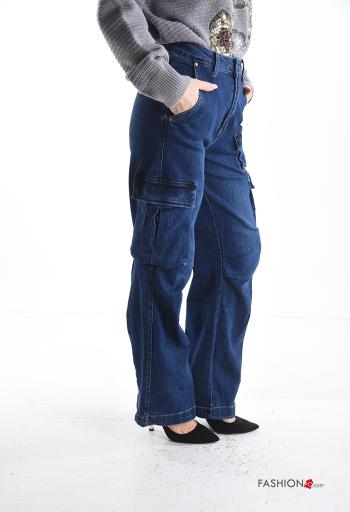 Vaqueros de Algodón tela vaquera con bolsillos con cremallera con botones - ph 3