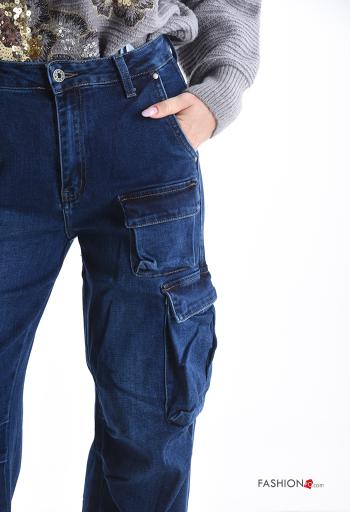 Vaqueros de Algodón tela vaquera con bolsillos con cremallera con botones - ph 4
