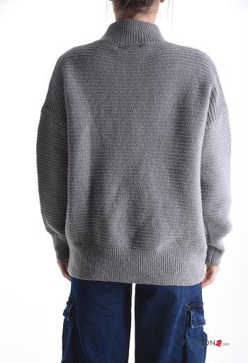 Maglione maniche lunghe Fantasia ricamata con paillettes a collo alto - ph 2