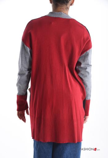 Farbiges Muster Strickjacke mit Taschen - ph 2