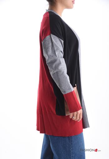 Farbiges Muster Strickjacke mit Taschen - ph 3