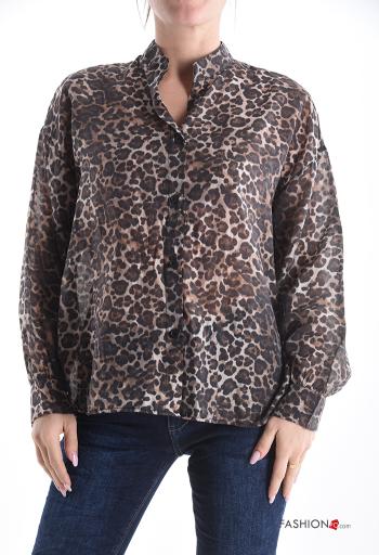 Chemise manches longues Imprimé animalier à boutons